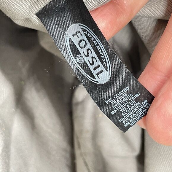 Fossil Stripe Coated Canvas Large Tote Bag Crossbody Strap Multicolor Beach Bag - Picture 8 of 9